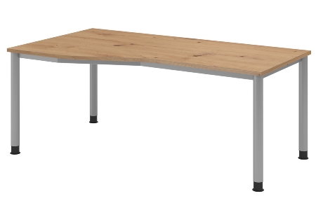 Hammerbacher Schreibtisch Serie HS12 4-Fuß Rund (BxTxH) 120 x 80 x 68,5-81cm Nussbaum/Graphit