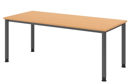 Hammerbacher Schreibtisch Serie HS12 4-Fuß Rund (BxTxH) 120 x 80 x 68,5-81cm Nussbaum/Graphit
