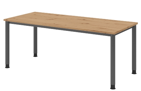 Hammerbacher Schreibtisch Serie HS12 4-Fuß Rund (BxTxH) 120 x 80 x 68,5-81cm Nussbaum/Graphit