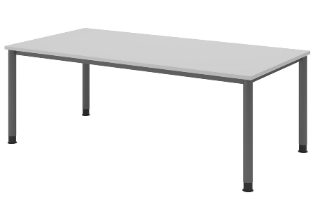Hammerbacher Schreibtisch Serie HS12 4-Fuß Rund (BxTxH) 120 x 80 x 68,5-81cm Nussbaum/Graphit