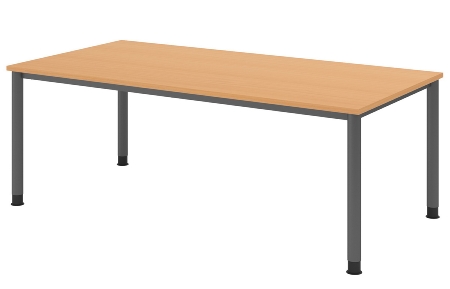 Hammerbacher Schreibtisch Serie HS12 4-Fuß Rund (BxTxH) 120 x 80 x 68,5-81cm Nussbaum/Graphit