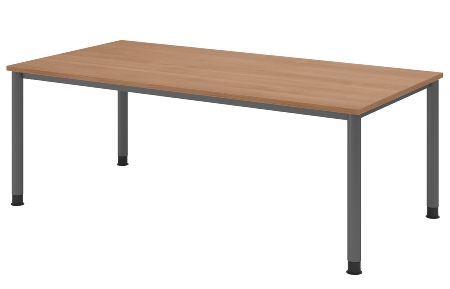 Hammerbacher Schreibtisch Serie HS12 4-Fuß Rund (BxTxH) 120 x 80 x 68,5-81cm Nussbaum/Graphit