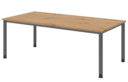 Hammerbacher Schreibtisch Serie HS12 4-Fuß Rund (BxTxH) 120 x 80 x 68,5-81cm Nussbaum/Graphit
