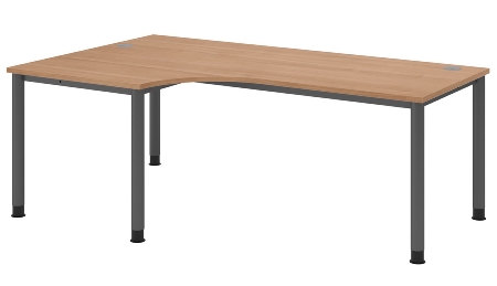Hammerbacher Schreibtisch Serie HS12 4-Fuß Rund (BxTxH) 120 x 80 x 68,5-81cm Nussbaum/Graphit