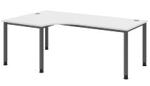 Hammerbacher Schreibtisch Serie HS12 4-Fuß Rund (BxTxH) 120 x 80 x 68,5-81cm Nussbaum/Graphit