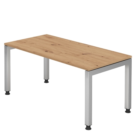 Hammerbacher Winkel-Schreibtisch 90° Serie JS82 U-Fuß eckig (BxTxH) 200x120/80x68-76cm Buche