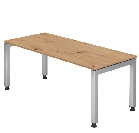 Hammerbacher Winkel-Schreibtisch 90° Serie JS82 U-Fuß eckig (BxTxH) 200x120/80x68-76cm Buche