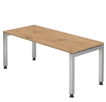 Hammerbacher Winkel-Schreibtisch 90° Serie JS82 U-Fuß eckig (BxTxH) 200x120/80x68-76cm Buche