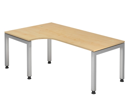 Hammerbacher Winkel-Schreibtisch 90° Serie JS82 U-Fuß eckig (BxTxH) 200x120/80x68-76cm Buche