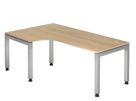 Hammerbacher Winkel-Schreibtisch 90° Serie JS82 U-Fuß eckig (BxTxH) 200x120/80x68-76cm Buche