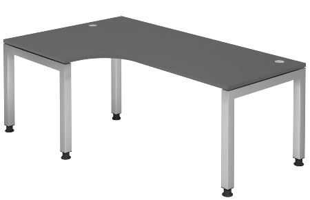Hammerbacher Winkel-Schreibtisch 90° Serie JS82 U-Fuß eckig (BxTxH) 200x120/80x68-76cm Buche