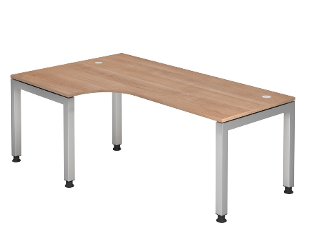 Hammerbacher Winkel-Schreibtisch 90° Serie JS82 U-Fuß eckig (BxTxH) 200x120/80x68-76cm Buche