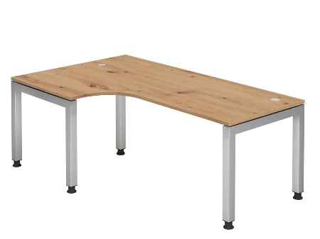 Hammerbacher Winkel-Schreibtisch 90° Serie JS82 U-Fuß eckig (BxTxH) 200x120/80x68-76cm Buche