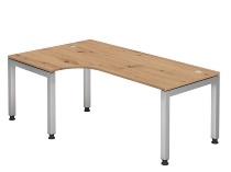 Hammerbacher Winkel-Schreibtisch 90° Serie JS82 U-Fuß eckig (BxTxH) 200x120/80x68-76cm Buche