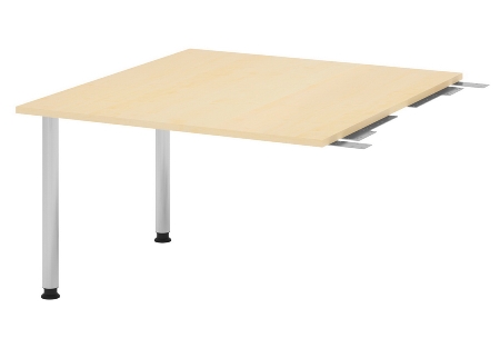 Hammerbacher Verkettungs-/Anbauplatte KT12C Füße Ø60mm (BxTxH) 120x130/85x72-74cm Tischplatte Grau/Chrom