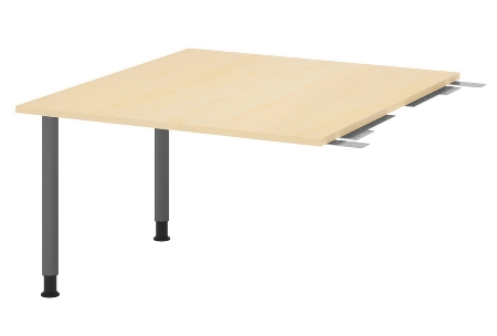 Hammerbacher Verkettungs-/Anbauplatte KT12C Füße Ø60mm (BxTxH) 120x130/85x72-74cm Tischplatte Grau/Chrom