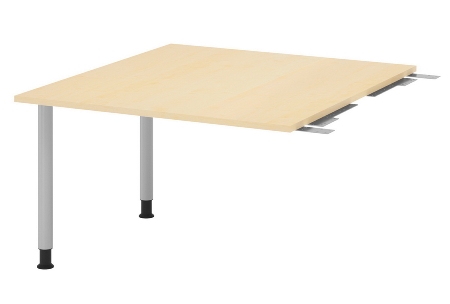 Hammerbacher Verkettungs-/Anbauplatte KT12C Füße Ø60mm (BxTxH) 120x130/85x72-74cm Tischplatte Grau/Chrom