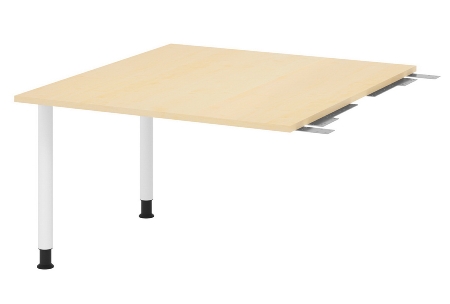Hammerbacher Verkettungs-/Anbauplatte KT12C Füße Ø60mm (BxTxH) 120x130/85x72-74cm Tischplatte Grau/Chrom