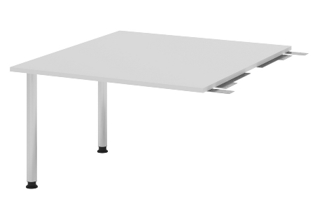 Hammerbacher Verkettungs-/Anbauplatte KT12C Füße Ø60mm (BxTxH) 120x130/85x72-74cm Tischplatte Grau/Chrom