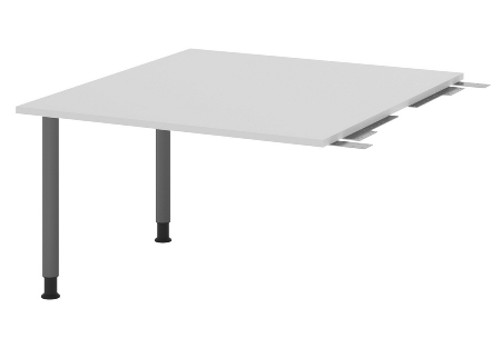 Hammerbacher Verkettungs-/Anbauplatte KT12C Füße Ø60mm (BxTxH) 120x130/85x72-74cm Tischplatte Grau/Chrom