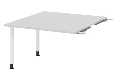 Hammerbacher Verkettungs-/Anbauplatte KT12C Füße Ø60mm (BxTxH) 120x130/85x72-74cm Tischplatte Grau/Chrom