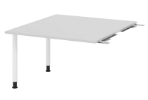 Hammerbacher Verkettungs-/Anbauplatte KT12C Füße Ø60mm (BxTxH) 120x130/85x72-74cm Tischplatte Grau/Chrom