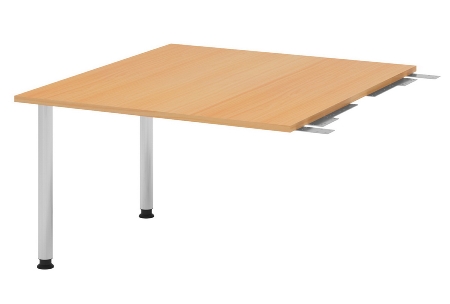 Hammerbacher Verkettungs-/Anbauplatte KT12C Füße Ø60mm (BxTxH) 120x130/85x72-74cm Tischplatte Grau/Chrom