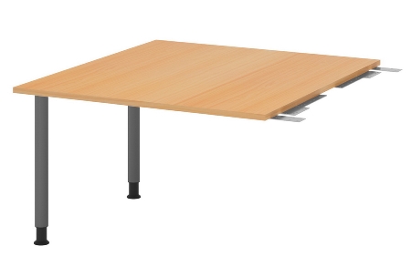 Hammerbacher Verkettungs-/Anbauplatte KT12C Füße Ø60mm (BxTxH) 120x130/85x72-74cm Tischplatte Grau/Chrom