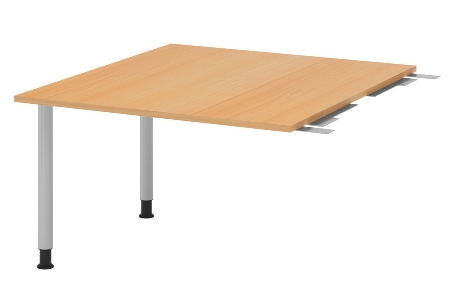 Hammerbacher Verkettungs-/Anbauplatte KT12C Füße Ø60mm (BxTxH) 120x130/85x72-74cm Tischplatte Grau/Chrom