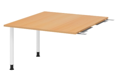 Hammerbacher Verkettungs-/Anbauplatte KT12C Füße Ø60mm (BxTxH) 120x130/85x72-74cm Tischplatte Grau/Chrom