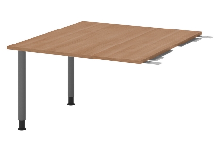 Hammerbacher Verkettungs-/Anbauplatte KT12C Füße Ø60mm (BxTxH) 120x130/85x72-74cm Tischplatte Grau/Chrom