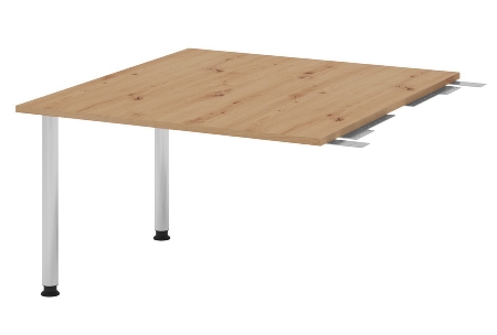 Hammerbacher Verkettungs-/Anbauplatte KT12C Füße Ø60mm (BxTxH) 120x130/85x72-74cm Tischplatte Grau/Chrom