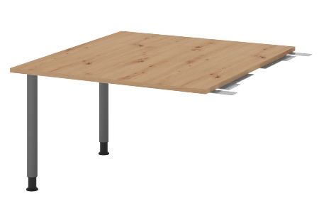 Hammerbacher Verkettungs-/Anbauplatte KT12C Füße Ø60mm (BxTxH) 120x130/85x72-74cm Tischplatte Grau/Chrom