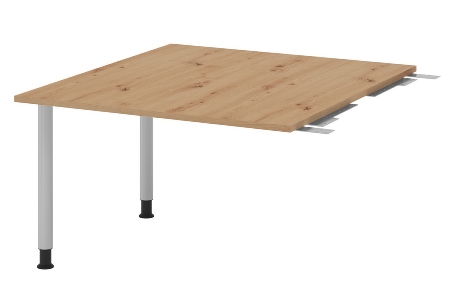Hammerbacher Verkettungs-/Anbauplatte KT12C Füße Ø60mm (BxTxH) 120x130/85x72-74cm Tischplatte Grau/Chrom