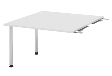 Hammerbacher Verkettungs-/Anbauplatte KT12C Füße Ø60mm (BxTxH) 120x130/85x72-74cm Tischplatte Grau/Chrom