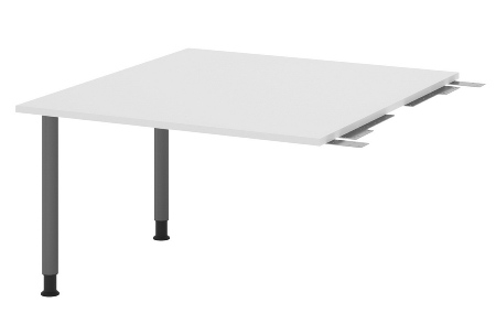 Hammerbacher Verkettungs-/Anbauplatte KT12C Füße Ø60mm (BxTxH) 120x130/85x72-74cm Tischplatte Grau/Chrom