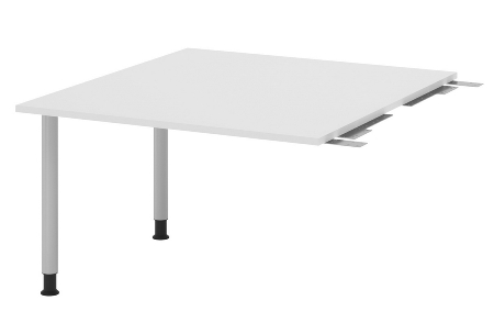 Hammerbacher Verkettungs-/Anbauplatte KT12C Füße Ø60mm (BxTxH) 120x130/85x72-74cm Tischplatte Grau/Chrom