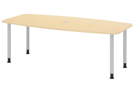 Hammerbacher Konferenztisch Serie KT22C Füße Ø60mm (BxTxH) 220x103/83x72-74cm Tischplatte Eiche/Chrom