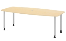 Hammerbacher Konferenztisch Serie KT22C Füße Ø60mm (BxTxH) 220x103/83x72-74cm Tischplatte Eiche/Chrom