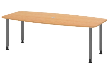 Hammerbacher Konferenztisch Serie KT22C Füße Ø60mm (BxTxH) 220x103/83x72-74cm Tischplatte Eiche/Chrom