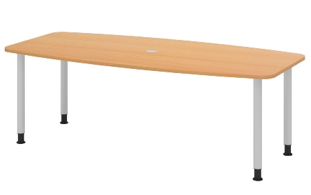 Hammerbacher Konferenztisch Serie KT22C Füße Ø60mm (BxTxH) 220x103/83x72-74cm Tischplatte Eiche/Chrom