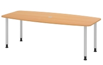 Hammerbacher Konferenztisch Serie KT22C Füße Ø60mm (BxTxH) 220x103/83x72-74cm Tischplatte Eiche/Chrom