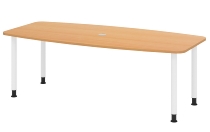 Hammerbacher Konferenztisch Serie KT22C Füße Ø60mm (BxTxH) 220x103/83x72-74cm Tischplatte Eiche/Chrom