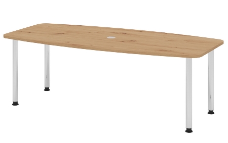 Hammerbacher Konferenztisch Serie KT22C Füße Ø60mm (BxTxH) 220x103/83x72-74cm Tischplatte Eiche/Chrom