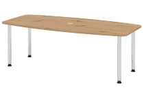 Hammerbacher Konferenztisch Serie KT22C Füße Ø60mm (BxTxH) 220x103/83x72-74cm Tischplatte Eiche/Chrom