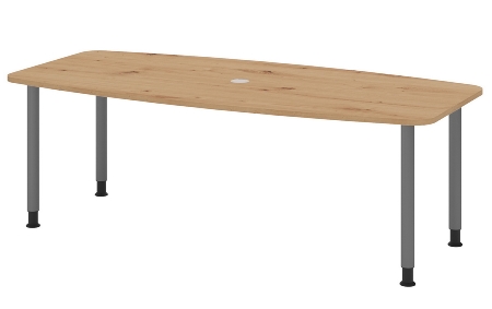 Hammerbacher Konferenztisch Serie KT22C Füße Ø60mm (BxTxH) 220x103/83x72-74cm Tischplatte Eiche/Chrom