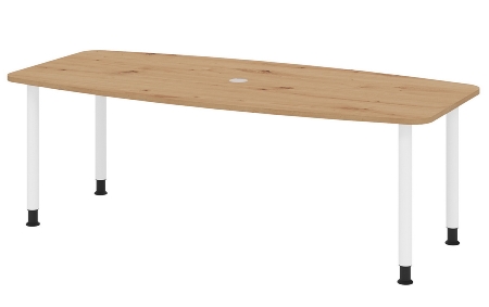 Hammerbacher Konferenztisch Serie KT22C Füße Ø60mm (BxTxH) 220x103/83x72-74cm Tischplatte Eiche/Chrom