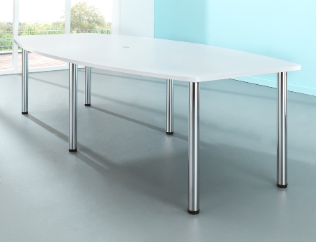 Hammerbacher Konferenztisch Serie KT22C Füße Ø60mm (BxTxH) 220x103/83x72-74cm Tischplatte Eiche/Chrom