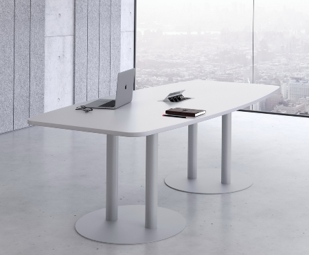 Hammerbacher Konferenztisch Serie KT52C Tellerfuß (BxTxH) 520x130/85x74cm Tischplatte Eiche/Chrom