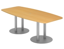 Konferenztisch Serie KT22S mit Säulenfuß Silber (BxTxH) 220x103/83x74,5cm Tischplatte Eiche